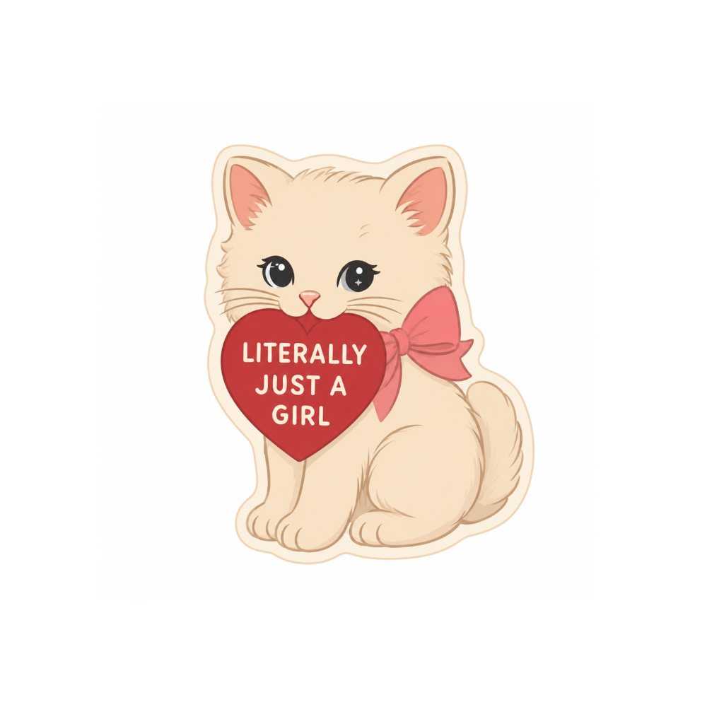 Sticker de Gato “Literally Just a Girl” 🐱💗