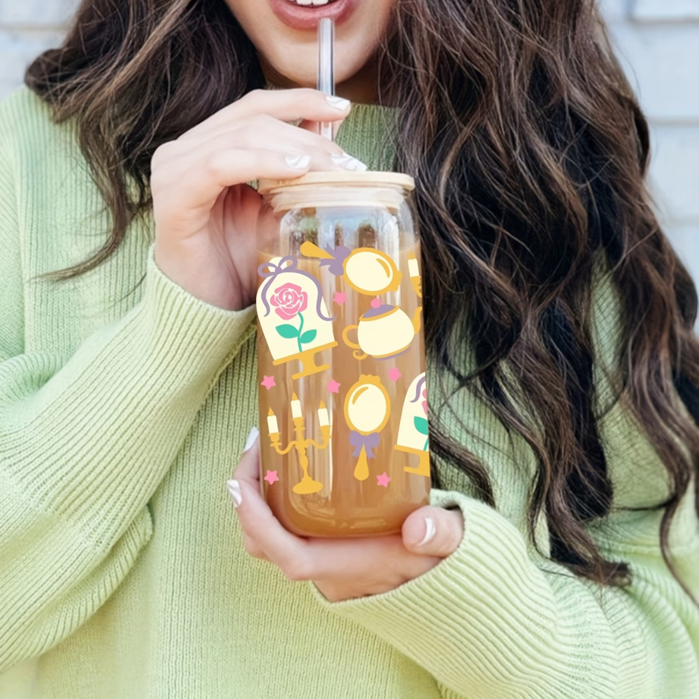 Beauty Princess Glass Cup 16oz