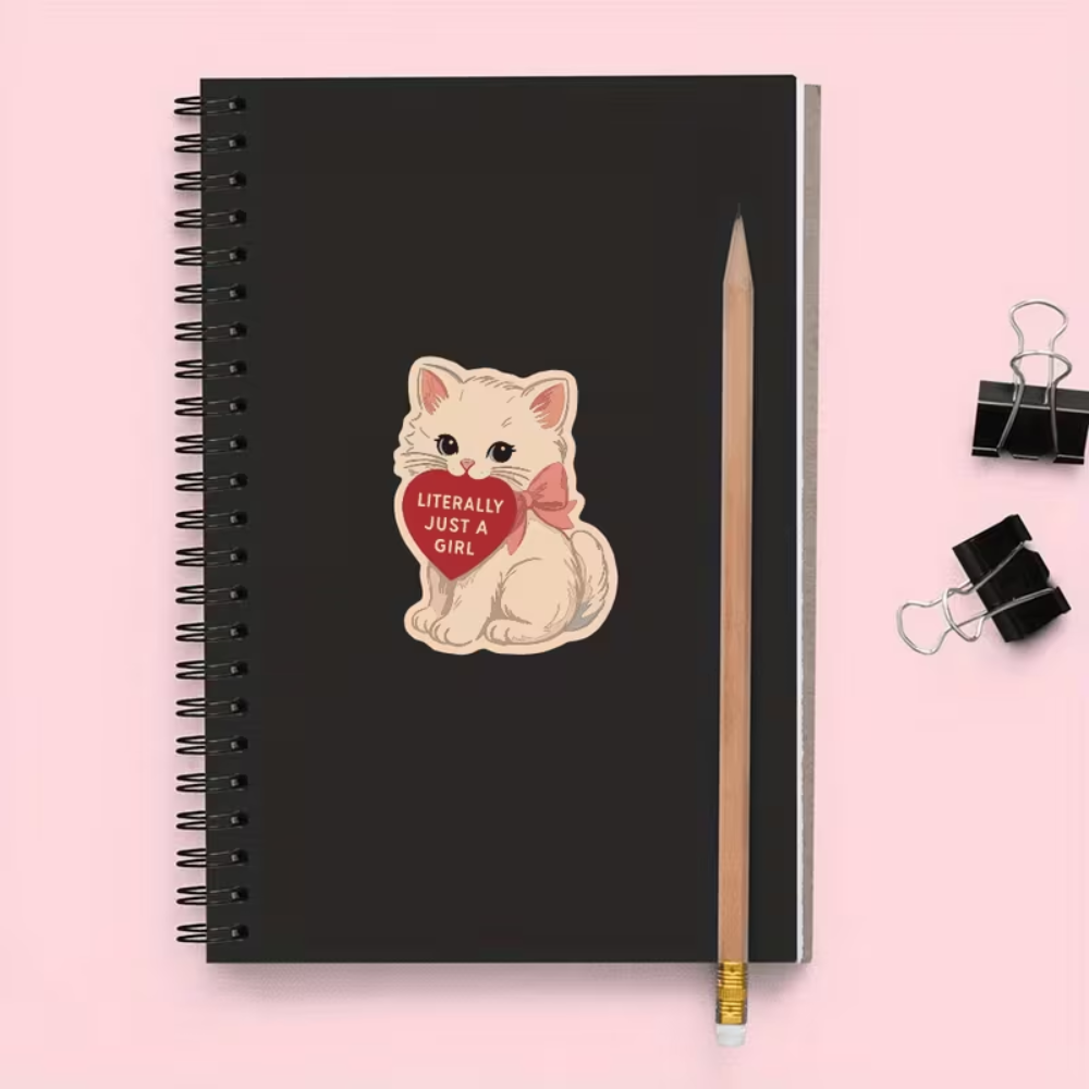 Sticker de Gato “Literally Just a Girl” 🐱💗