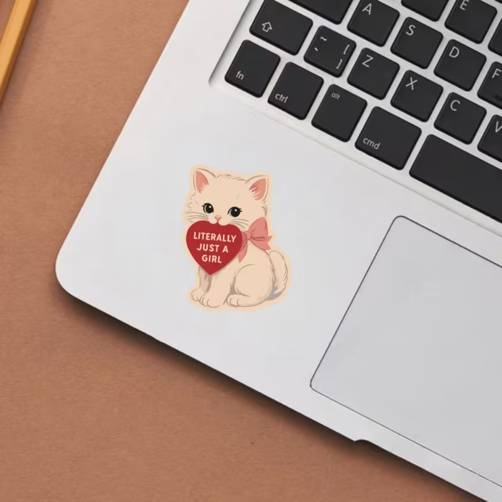 Sticker de Gato “Literally Just a Girl” 🐱💗