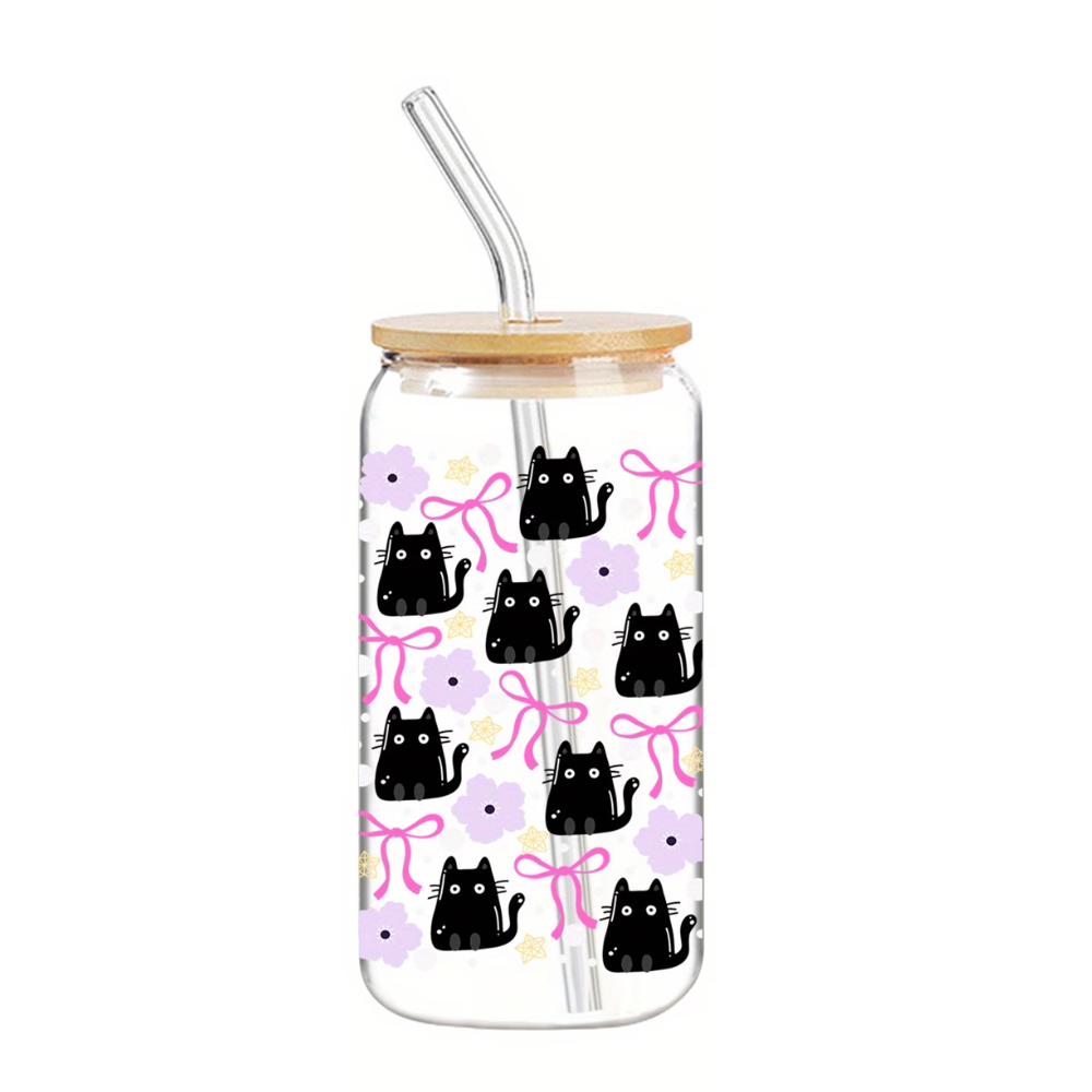 Black Cat Glass Cup 16oz