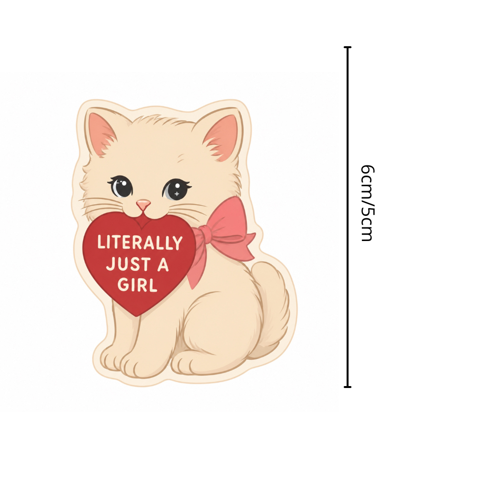 Sticker de Gato “Literally Just a Girl” 🐱💗