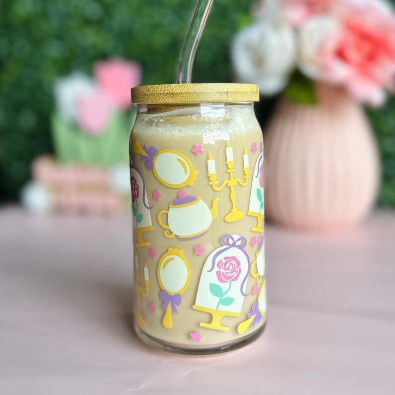 Beauty Princess Glass Cup 16oz
